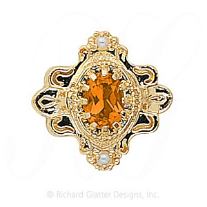 GS345 CIT/PL - 14 Karat Gold Slide with Citrine center and Pearl accents 